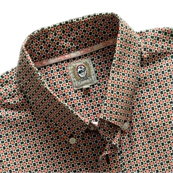 Cinch Black and Salmon Casual Button Down Shirt - Picture 2 of 5